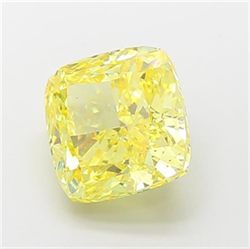 Picture of Lab Grown Diamond 5.03 Carats, CUSHION MODIFIED with  Cut, Fancy Vivid Yellow Color, VS1 Clarity and Certified by IGI