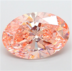 Picture of Lab Grown Diamond 8.04 Carats, Oval with  Cut, Fancy Intense Pink Color, VS1 Clarity and Certified by IGI