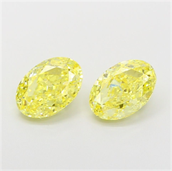 Picture of Lab Grown Diamond 1.53 Carats, Oval with  Cut, Fancy Vivid Yellow Color, VS1 Clarity and Certified by IGI