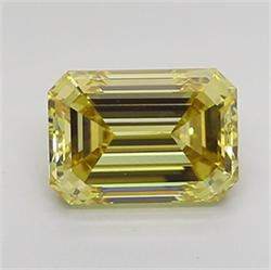Picture of Lab Grown Diamond 1.50 Carats, Emerald with  Cut, Fancy Intense Yellow Color, VVS2 Clarity and Certified by IGI