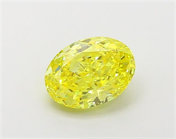 Picture of Lab Grown Diamond 1.51 Carats, Oval with  Cut, Fancy Vivid Yellow Color, IF Clarity and Certified by IGI