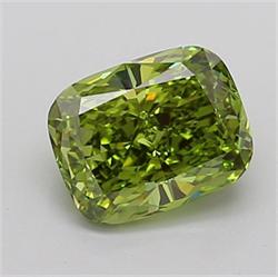 Picture of Lab Grown Diamond 2.75 Carats, CUSHION MODIFIED with  Cut, Fancy Vivid Green Color, VVS2 Clarity and Certified by IGI