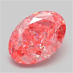 Picture of Lab Grown Diamond 3.14 Carats, Oval with  Cut, Fancy Vivid Pink Color, VVS2 Clarity and Certified by IGI