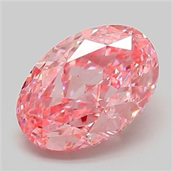 Picture of Lab Grown Diamond 2.07 Carats, Oval with  Cut, Fancy Vivid Pink Color, VVS2 Clarity and Certified by IGI