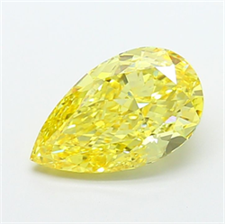 Picture of Lab Grown Diamond 4.02 Carats, Pear with  Cut, Fancy Vivid Yellow Color, VS1 Clarity and Certified by IGI