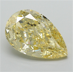 Picture of Lab Grown Diamond 6.49 Carats, Pear with  Cut, Fancy Intense Yellow Color, VS1 Clarity and Certified by IGI