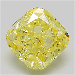 Picture of Lab Grown Diamond 3.04 Carats, CUSHION MODIFIED with  Cut, Fancy Intense Yellow Color, VS1 Clarity and Certified by IGI