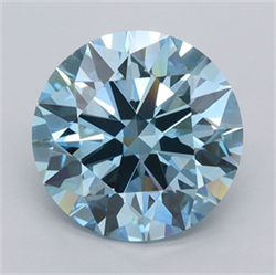 Picture of Lab Grown Diamond 3.00 Carats, Round with Ideal Cut, Fancy Vivid Blue Color, VS1 Clarity and Certified by IGI