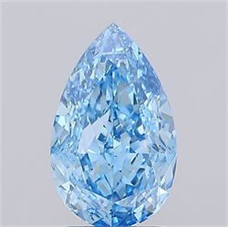 Picture of Lab Grown Diamond 2.19 Carats, Pear with  Cut, Fancy Vivid Blue Color, VS1 Clarity and Certified by IGI