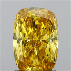 Picture of Lab Grown Diamond 1.37 Carats, Cushion with  Cut, Fancy Vivid Yellow Color, VS2 Clarity and Certified by IGI