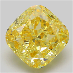 Picture of Lab Grown Diamond 6.79 Carats, CUSHION MODIFIED with  Cut, Fancy Vivid Yellow Color, VVS2 Clarity and Certified by IGI