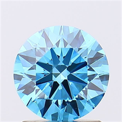 Picture of Lab Grown Diamond 1.31 Carats, Round with Ideal Cut, Fancy Vivid Blue Color, VS1 Clarity and Certified by IGI