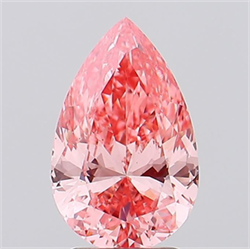 Picture of Lab Grown Diamond 1.65 Carats, Pear with  Cut, Fancy Vivid Pink Color, VS2 Clarity and Certified by IGI