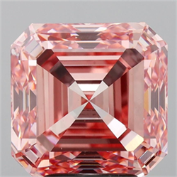 Picture of Lab Grown Diamond 5.00 Carats, Asscher with  Cut, Fancy Vivid Pink Color, VVS2 Clarity and Certified by IGI