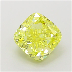 Picture of Lab Grown Diamond 1.54 Carats, CUSHION MODIFIED with  Cut, Fancy Vivid Yellow Color, VVS2 Clarity and Certified by IGI