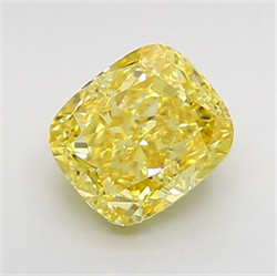 Picture of Lab Grown Diamond 1.51 Carats, CUSHION MODIFIED with  Cut, Fancy Vivid Yellow Color, VVS2 Clarity and Certified by IGI