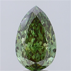 Picture of Lab Grown Diamond 5.08 Carats, Pear with  Cut, Fancy Vivid Green Color, VVS2 Clarity and Certified by IGI