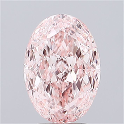 Picture of Lab Grown Diamond 4.18 Carats, Oval with  Cut, Fancy Vivid Pink Color, VVS2 Clarity and Certified by IGI