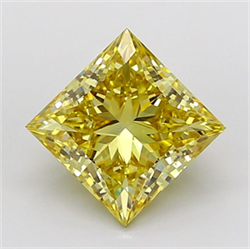 Picture of Lab Grown Diamond 4.01 Carats, Princess with  Cut, Fancy Intense Yellow Color, VS1 Clarity and Certified by IGI