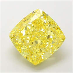 Picture of Lab Grown Diamond 5.73 Carats, CUSHION MODIFIED with  Cut, Fancy Vivid Yellow Color, VVS2 Clarity and Certified by IGI