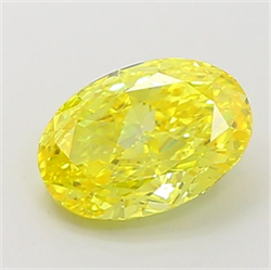 Picture of Lab Grown Diamond 1.54 Carats, Oval with  Cut, Fancy Vivid Yellow Color, VS1 Clarity and Certified by IGI