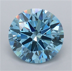 Picture of Lab Grown Diamond 1.48 Carats, Round with Ideal Cut, Fancy Vivid Blue Color, VVS2 Clarity and Certified by IGI