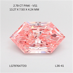 Picture of Lab Grown Diamond 2.79 Carats, HEXAGONAL with  Cut, Fancy Vivid Pink Color, VS1 Clarity and Certified by IGI