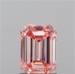 Picture of Lab Grown Diamond 1.26 Carats, Emerald with  Cut, Fancy Vivid Pink Color, VVS2 Clarity and Certified by IGI