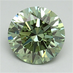 Picture of Lab Grown Diamond 2.01 Carats, Round with Ideal Cut, Fancy Vivid Green Color, VS1 Clarity and Certified by IGI