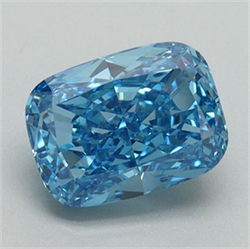 Picture of Lab Grown Diamond 1.53 Carats, Cushion with  Cut, Fancy Vivid Blue Color, VS2 Clarity and Certified by IGI