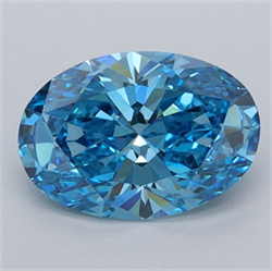 Picture of Lab Grown Diamond 1.50 Carats, Oval with  Cut, Fancy Vivid Blue Color, VVS2 Clarity and Certified by IGI