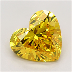 Picture of Lab Grown Diamond 5.10 Carats, Heart with  Cut, Fancy Vivid Yellow Color, VS1 Clarity and Certified by IGI
