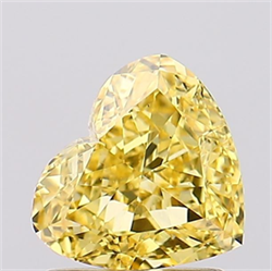 Picture of Lab Grown Diamond 1.25 Carats, Heart with  Cut, Fancy Vivid Yellow Color, VS2 Clarity and Certified by IGI