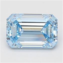 Picture of Lab Grown Diamond 2.08 Carats, Emerald with  Cut, Fancy Vivid Blue Color, VS1 Clarity and Certified by IGI