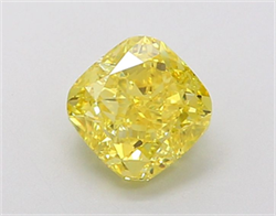 Picture of Lab Grown Diamond 1.34 Carats, CUSHION MODIFIED with  Cut, Fancy Vivid Yellow Color, VVS1 Clarity and Certified by IGI