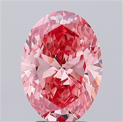 Picture of Lab Grown Diamond 2.98 Carats, Oval with  Cut, Fancy Vivid Pink Color, VS1 Clarity and Certified by IGI