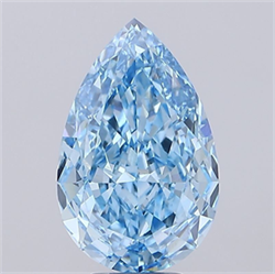 Picture of Lab Grown Diamond 7.11 Carats, Pear with  Cut, Fancy Vivid Blue Color, VS1 Clarity and Certified by IGI