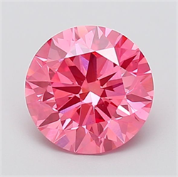 Picture of Lab Grown Diamond 2.59 Carats, Round with Ideal Cut, Fancy Vivid Pink Color, VS1 Clarity and Certified by IGI