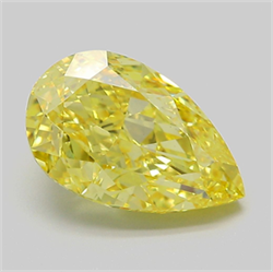 Picture of Lab Grown Diamond 4.09 Carats, Pear with  Cut, Fancy Vivid Yellow Color, VS1 Clarity and Certified by IGI