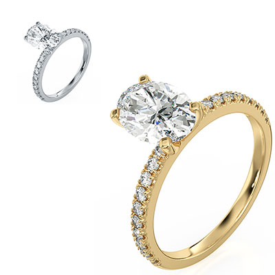 Oval Engagement ring pave set setting