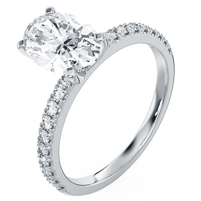 Oval Engagement ring pave set setting
