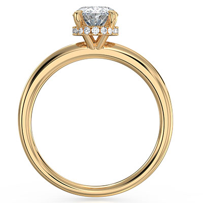 Oval Engagement ring hidden halo setting