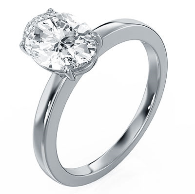 Solitaire engagement ring with hidden gold halo setting for all shapes