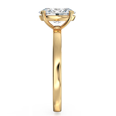 Solitaire engagement ring with hidden gold halo setting for all shapes
