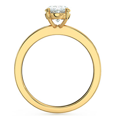Solitaire engagement ring with hidden gold halo setting for all shapes