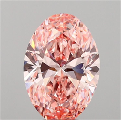 Picture of Lab Grown Diamond 3.59 Carats, Oval with  Cut, Fancy Vivid Pink Color, VVS2 Clarity and Certified by IGI