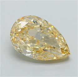 Picture of Lab Grown Diamond 3.07 Carats, Pear with  Cut, Fancy Intense Yellow Color, VS1 Clarity and Certified by IGI