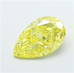 Picture of Lab Grown Diamond 3.85 Carats, Pear with  Cut, Fancy Intense Yellow Color, VS1 Clarity and Certified by IGI