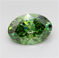 Picture of Lab Grown Diamond 3.03 Carats, Oval with  Cut, Fancy Vivid Green Color, VS1 Clarity and Certified by IGI