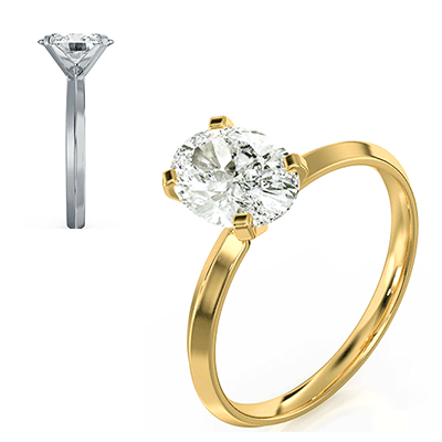 Oval diamond engagement ring mounting